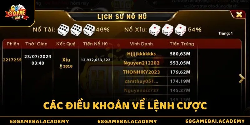 Điều khoản sử dụng 3 Các điều khoản về lệnh cược