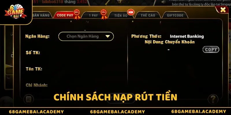 Điều khoản sử dụng 2 Chính sách nạp rút tiền