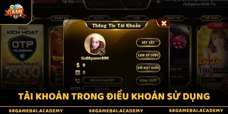 Điều khoản sử dụng 1 Tài khoản trong điều khoản sử dụng